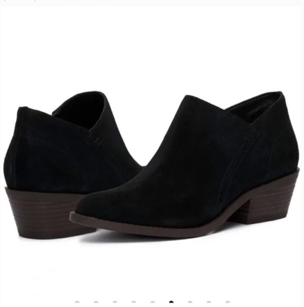Lucky Brand Fanky Suede Boots 9 Black NWT Ankle Booties Boho Western
